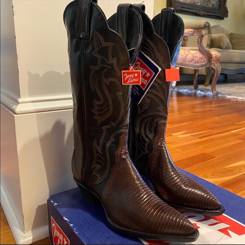Tony Lama Lizard Skin Vamp Boot SZ 6M NWB